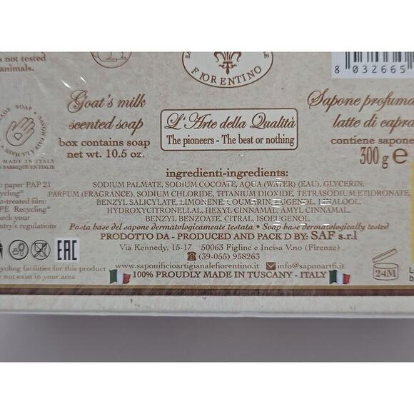 Saponificio Goat’s Milk Scented Bar Soap 10.5 oz Italy Made - Picture 7 of 14